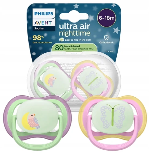 PHILIPS AVENT Ultra Air Night suzete x 2 6-18 luni STRĂLUCESC ÎN ÎNTUNERIC