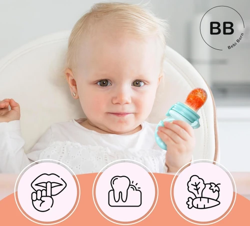 BEBI BORN inel gingival distribuitor de fructe pentru copii 3-24 luni 3 tetine