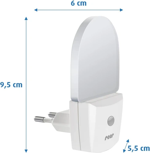 REER NightGuide lampă de veghe LED pentru priză, senzor de întuneric 6 x 9,5 cm