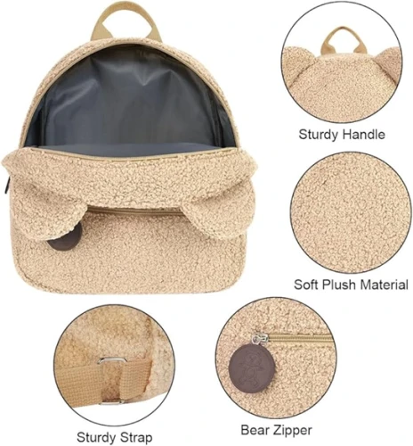 Rucsac din blană pentru copil preșcolar 28x27cm