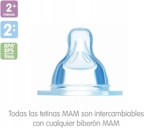 MAM tetină pentru biberon x2 2m+