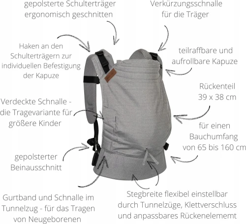 HOPPEDIZ BUCKLE 4în1 marsupiu ergonomic 3,5-20kg