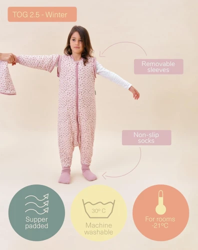MOLIS&CO sac de dormit de iarnă 2,5TOG 3 ani mâneci detașabile