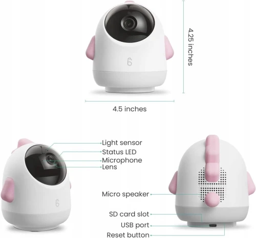 SIMSHINE Baby Pro cameră video pentru bebeluși 2K FHD + suport