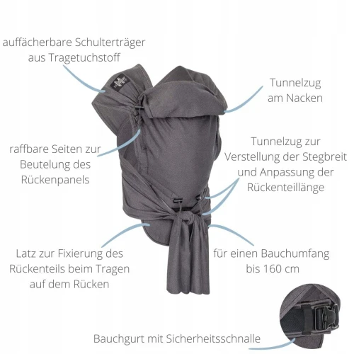 HOPPEDIZ hop-tye buckle marsupiu ergonomic 0-30 luni