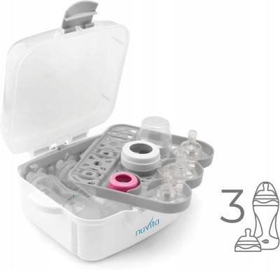 NUVITA 1085 sterilizator cu microunde pentru 3 biberoane și accesorii