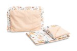 SET PENTRU CĂRUCIOR VELVET CU VOLANĂ PICNIC PIERSIC