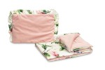 SET PENTRU CĂRUCIOR VELVET CU VOLAN MAGNOLIA ROZ
