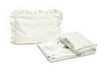 SET PENTRU CĂRUCIOR VELVET CU VOLANĂ OLIV CREM