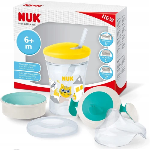 Set NUK pentru învățarea băutului cană + 3 tetine