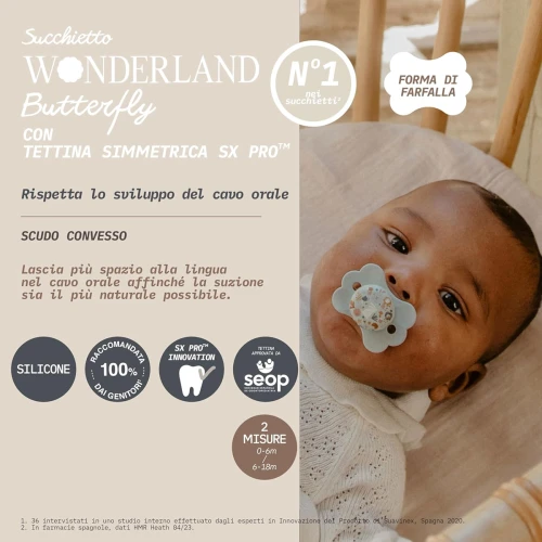 SUAVINEX Wonder Butterfly suzetă liniștitoare 6-18 luni silicon SX PRO