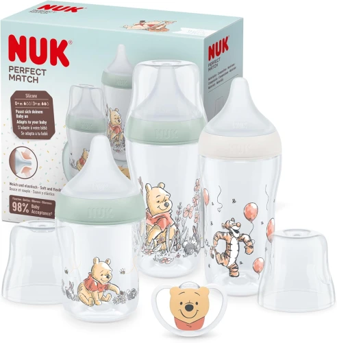 NUK Perfect Match set start biberoane + suzetă Winnie The Pooh
