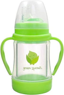 GREEN SPROUTS Sip & Straw Cup pahar din sticlă cu pai și gură anti-picurare 6 luni+