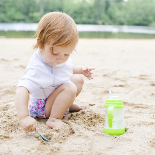 GREEN SPROUTS Sip & Straw Cup pahar din sticlă cu pai și gură anti-picurare 6 luni+