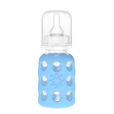 LifeFactory sticlă din sticlă cu husă 120 ml 3 m+ tetină 1