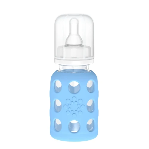 LifeFactory sticlă din sticlă cu husă 120 ml 3 m+ tetină 1