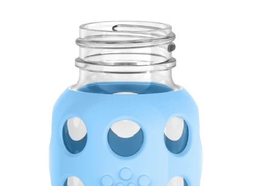 LifeFactory sticlă din sticlă cu husă 120 ml 3 m+ tetină 1