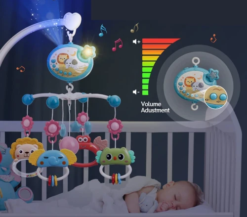 MINI TUDOU carusel cu proiector și 150 de cântece de leagăn + telecomandă LIMBA ENGLEZĂ