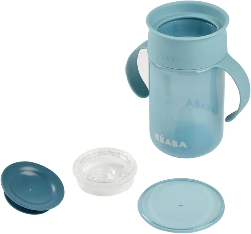 Cana de antrenament BEABA, cană anti-vărsare 360° 340 ml 12 luni+