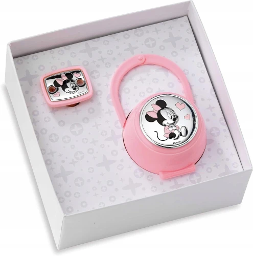 VALENTI DISNEY Minnie cutie pentru suzetă + lanț cu strat PVD (argint)