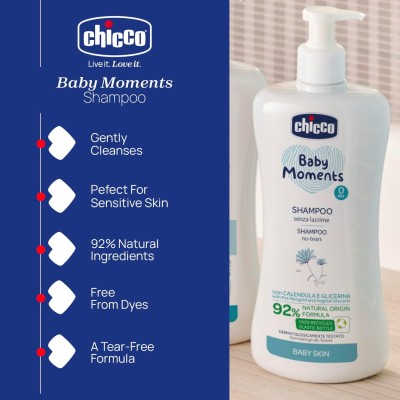 CHICCO BabyMoments șampon pentru păr 500 ml 0m+