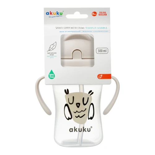 AKUKU sticlă cu pai retractabil 300ml 9luni+