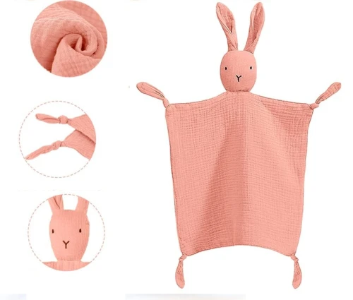 VICLOON pătură confortabilă din bumbac pentru îmbrățișat IEPURE 31 x 31 cm