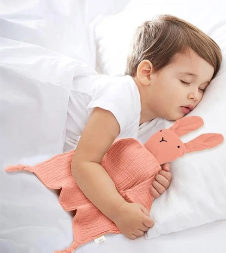 VICLOON pătură confortabilă din bumbac pentru îmbrățișat IEPURE 31 x 31 cm