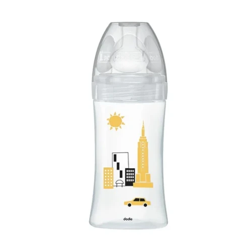 DODIE Sensation+ NEW YORK sticlă de sticlă 270 ml 0-6 luni tetină 2 debit mediu