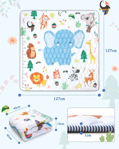 FUNSLAND covoraș de joacă pentru bebeluși cu măsură de înălțime 127x127cm