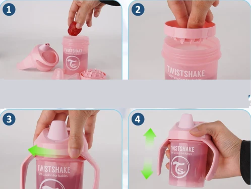 TWISTSHAKE Mini Cup cană anti-picurare cu tetină și blender 230 ml 4 luni+