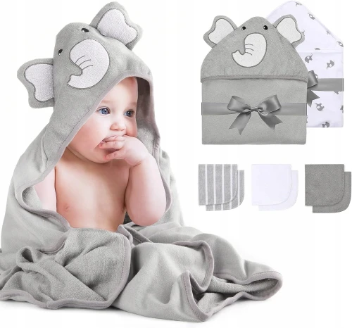 MOMCOZY prosop cu glugă x2 76x76 +6 24x24 lavete pentru spălat
